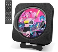 Portable CD Player with Bluetooth, Canareen Desktop/Wall Mounted CD Players for Home, Small Music CD Player with Speakers Remote Control Dust Cover FM Radio LCD Display AUX Headphone Jack USB (Black)
