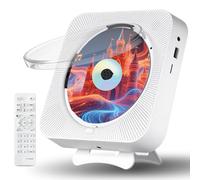 Portable CD Player with Bluetooth, Canareen Desktop/Wall Mounted CD Players for Home, Small Music CD Player with Speakers Remote Control Dust Cover FM Radio LCD Display AUX Headphone Jack USB (White)