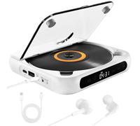 Portable CD Player with Bluetooth - Rechargeable 2000mAh Battery, Hi-Fi Sound, Includes USB Cable & AUX Input for Home and Car Use