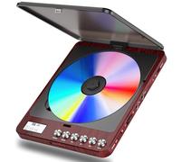 Portable CD Player with Built-in Speakers, Rechargeable CD Player with Double Headphone Jack, Anti-Skip Personal Compact CD Player for Car & Home & Travel