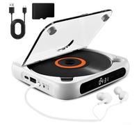 Portable CD Player With Hi-Fi Sound And Wireless Or Wired Playback, Rechargeable For Walkman CD Player For Home, Car And Travel, Compact Lightweight Design(White)