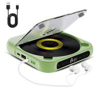 Portable CD Player with Rechargeable Battery, HiFi Sound for Travel and For Home, Compact and Lightweight, Supports Wireless and Wired Audio Playback (green)