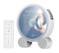 Portable CD Player with : White Wood Finish for Boombox, for fm Radio, Remote, Anti-Skip, 26x22cm(White)