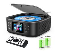 Portable CD Players for Home, Desktop Boombox CD Player Bluetooth Music Portable CD Player FM Radio & Bluetooth Speaker LED Screen Built-in Dual Speakers Support USB/AUX Headphone Jack