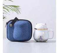 Portable Ceramic Tea Cup Set, Lucky Cat Ceramic Teapot Set With Handle, Tea Strainer, Lid And 1 Shockproof Storage Box For Travel, Outdoor And Office. (white)