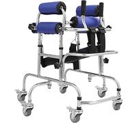 Portable Cerebral Palsy Disabilities Smallwith Seat, Handles, 6 Wheels, Large Heavy Steel Roll Gait Trainer Walking Frame for Seniors
