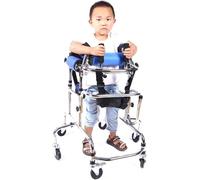 Portable Cerebral Palsy Foldable Rehabilitation 6 Wheel Standing Frame with Safety Harness & Width Adjustment Lower Limb Support for 3 12 Years