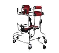 Portable Cerebral Palsy Upright Folding Walking Frame Height Adjustableuprightwith Stainless Steel Frame Forteens with Special Needs (Color : Red,