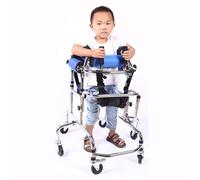 Portable Cerebral Palsy Upright,with Wheels,Rehabiltation, Height Adjustableuprightwith Stainless Steel Frame, 6 Wheels Mobile Rollator (Size : Blue Cushion)