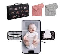Portable Changing Mat, Expandable Baby Changing Mat, Compact Diaper Bag, Travel Bag with Wipes, Water Resistant, Travel Station for Toddlers with 2 Burp Cloths (Black)