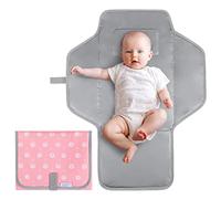 Portable Changing Mat for Baby, Compact Waterproof Diaper Mat with Built-in Cushion - Gifts for Baby Shower, Pink