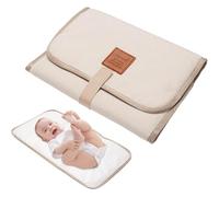 Portable Changing Mat, Travel Changing Mat Baby Foldable Changing Mat,Waterproof Nappy Changing Pad, Easy-Clean Diaper Mat Sheet Shower for Home & On-The-Go (Beige)