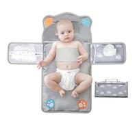 Portable Changing Mat with Swaddle, 3 in 1 Waterproof Foldable Lightweight Travel Station with Two Storage Pockets, Built-in Pillow, Wipes Holder, Shower Gift for Newborn