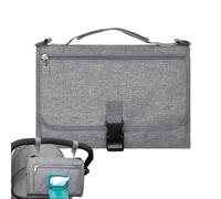 Portable Changing Pad - 21.65 Inches Oxford Cloth Foldable | Travel Mat Grey Khaki - Waterproof Lightweight Design with Shoulder Strap Wet Wipe Pocket for On The Go Diaper Changes