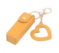 Portable Chapstick Holder Key Chain,PU Lipstick Bag Keychain with Heart Pendant Travel Makeup Storage Case Gift for Women Girls