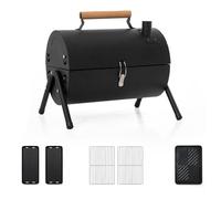 Portable Charcoal Barbecue Grill, Table Top Double Sided Folding BBQ with Side Vents, Wooden Handle, Removable Clean, for Camping Garden Outdoor Kitchen