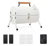 Portable Charcoal Barbecue Grill, Table Top Double Sided Folding BBQ with Side Vents, Wooden Handle, Removable Clean, for Camping Garden Outdoor Kitchen
