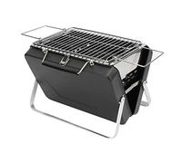 Portable Charcoal BBQ Grill, Folding Notebook Design for Camping Outdoor Cooking, High - Temperature Stainless Steel Grill with Rust - Proof Chrome Plated Net for Backyar (Black)