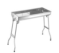 Portable Charcoal BBQ Grill - Large Folding Stainless Steel Barbecue for Outdoor Cooking, Camping, Hiking, Picnics - Compact Charcoal Grill with Carry Handle & Mesh Panels (73cm Wide)