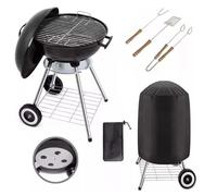 Portable Charcoal BBQ Grill Set - Kettle & Oil Drum Styles with Wheels, Smoker Options, Utensils & Cover Available for Outdoor Camping & Patio