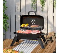 Portable Charcoal BBQ Grill Stove with Foldable Legs - Compact Outdoor Camping Smoker and Grill, Double-Chrome, Adjustable Firepower