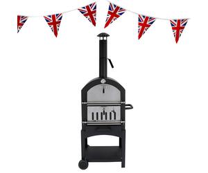 Portable Charcoal BBQ Outdoor Pizza Oven Smoker Cooker + Union Jack Flag Bunting