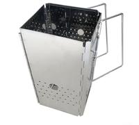 Portable Charcoal Chimney Starter Foldable BBQ Fire Starter Cube Holder for Fast Coal Lighting Garden Parties Silver 29cm