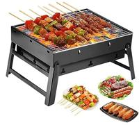 Portable Charcoal Grill,17" Folding Portable BBQ Charcoal Grill Compact Tabletop Mini Smoker Small BBQ Grill Outdoor for Travel Backyard Picnic Beach