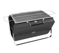 Portable Charcoal Grill Black Powder-Coated Metal 47x30x28 cm Foldable Suitcase