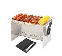 Portable Charcoal Grill - Collapsible Stainless Steel Fire Pit | Portable Camping Charcoal Grill for Backyard, Fire Pit, Patio, BBQ, Kitchen, Picnic, Beach, Backpacking, Ru