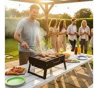 Portable Charcoal Grill,Foldable Charcoal Grill with Folding Legs for Outdoor,Stainless Steel BBQ Tabletop Smoker for Picnic,Garden,Terrace,Camping,Travel,Hiking