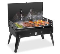 Portable Charcoal Grill - Foldable Stainless Steel BBQ Grill with Tool Hooks for Camping, Picnic, and Garden Parties