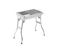 Portable Charcoal Grill Folding Camping BBQ Stainless Steel Outdoor Grill 48x33.5cm for Picnics Terraces Camping Travel & Garden Parties Adjustable Height 57/73cm