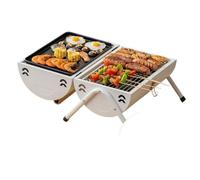 Portable Charcoal Grill for Camping, Patio Handheld Chimney Stove, Ideal for Outdoor Cooking Commercial Use (White)