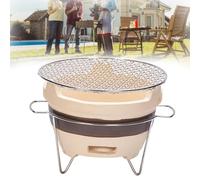 Portable Charcoal Grill - Japanese Pottery Barbecue Stove Ventilated Round Clay Grill for Outdoor Camping Garden BBQ Hiking Pic Easy to Carry