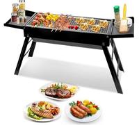 Portable Charcoal Grill - Large Foldable Bbq With Stainless Steel Net, Easy Setup, Ideal For Outdoor Cooking, Camping, Picnics & Backyard Gatherings
