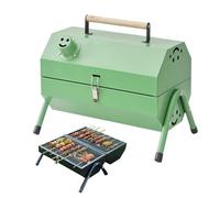 Portable Charcoal Grill, Small Tabletop Barbecue Grill for Outdoor Camping Backyard Party BBQ Cooking, Extra Thick Steel Heavy Duty, Innovative Design Easy Assembly(Green)