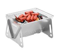 Portable Charcoal Grill - Stainless Steel Barbecue, Folding Legs Design, Compact Camping Stove, Wood Burning Fire Basket | Outdoor Cooking Gear For Tailgating Picnicking Beach Parties