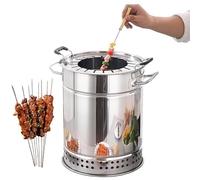 Portable Charcoal Grill - Stainless Steel Smokeless Barbecue Surround,with 22 Skewers for All Round Roasting