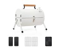 Portable Charcoal Grill with Cover and Chimney - Double Sided Tabletop BBQ Grill for Outdoor Camping and Backyard Parties