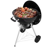 Portable Charcoal Grill with Wheels Tabletop Outdoor Barbecue Smoker & Ash Catcher - Perfect for Camping Picnics Garden Parties Tailgating - Black
