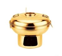 Portable Charcoal Hot Pot Gold Finish Stainless Steel Individual Dining Bowl for Catering Events Soup Meat Cooking 21x16cm(1)