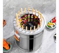 Portable Charcoal Smoker Grill - Vertical Barrel Design, Smokeless BBQ Grill with Stainless Steel Accessories for Outdoor Indoor Camping