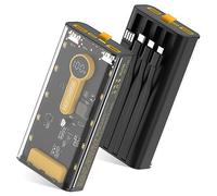 Portable Charger 10000mAh,22.5W Fast Charging Power Bank with Built in Cables,Transparent External Battery Pack with Flashlight,USB C in&out Portable Phone Charger for iPhone Samsung Android Cellphone