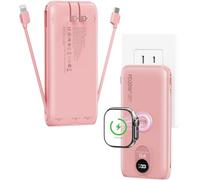Portable Charger, 10000mAh 22.5W Power Bank Quick Charging with Wall Plug, Built-in Cables, Compact Lightweight USB C Travel Battery Pack for iPhone 17/16, Android Mobile Phone, Pad, iWatch