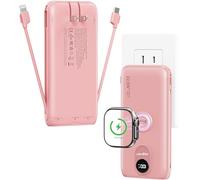 Portable Charger, 10000mAh 22.5W Power Bank Quick Charging with Wall Plug, Built-in Cables, Compact Lightweight USB C Travel Battery Pack for iPhone 17/16, Android Mobile Phone, Pad, iWatch