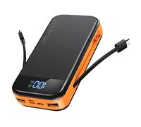 Portable Charger 32000mAh, 22.5W QC 3.0 PD 20W Smart LED Display Fast Charging Built in Cables Power Bank, External Battery Pack Charge 5 Devices Compatible with Cellphones (Orange)
