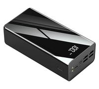 Portable Charger 40000-100000Mah Power Bank High Capacity Battery Pack with Display Can Charge 4 Devices at The Same Time Quick Charge for Smartphones, Tablets, Game Consoles(Black,40000mah)