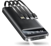 Portable Charger 40000mAh Power Bank with 4 Built-in Cables, 5 Outputs & 3 Inputs, Travel Essentials with Flashlight, USB C Battery Pack for iPhone 16 15 14 13 12 11, Android Charger, iPad Tablet