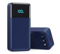 Portable Charger 50800mAh Power Bank with 3 Built in Cable,25W PD QC4.0 Fast Charging USB C Battery Pack,6 Output 2 Input LCD Display Portable Phone Charger for iPhone 16/15/14,Google,Android, Blue